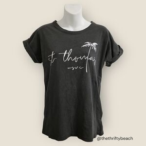 NWT Day Break St. Thomas USVI Mineral Wash Charcoal Tee